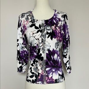 Floral Purple and Black Women's Top